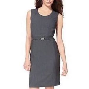 Calvin Klein Gray Sleeveless Belted Sheath Dress